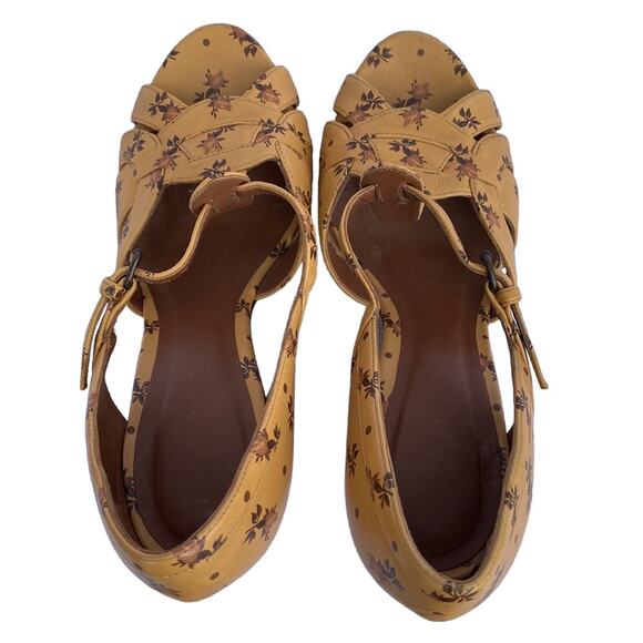 Bottega Veneta 37 Woven Floral Leather Wedge Sandals - Picture 6 of 12